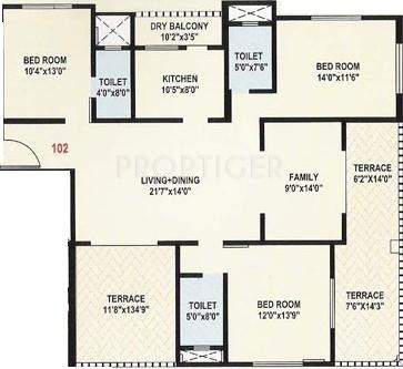 Purple Winterberry Purple (3BHK+3T (1,804 sq ft) 1804 sq ft)