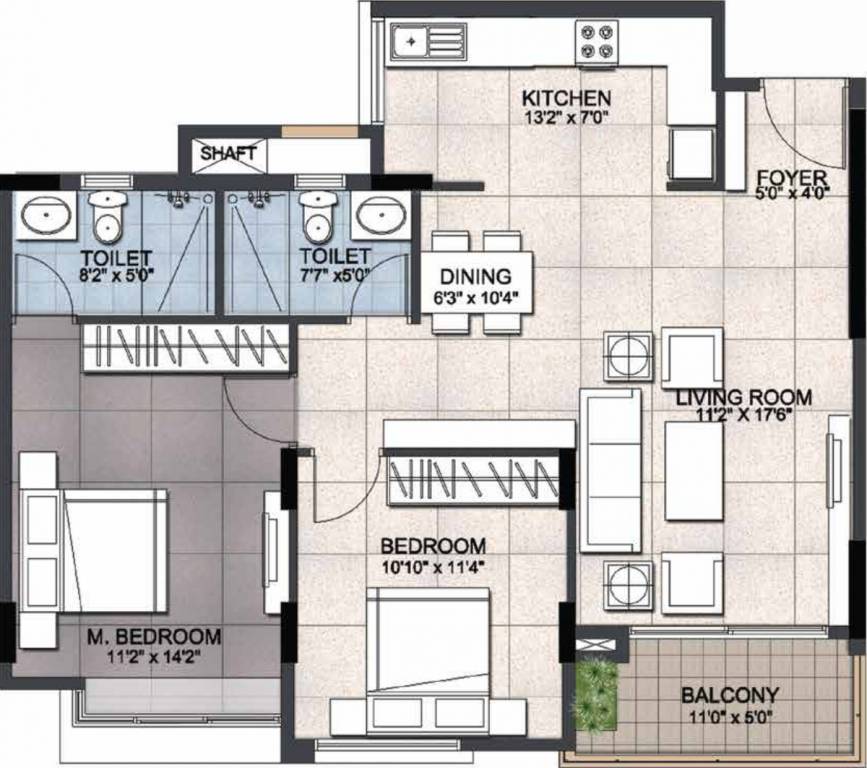 Ajmera Annex (2BHK+2T (788 sq ft) 788 sq ft)