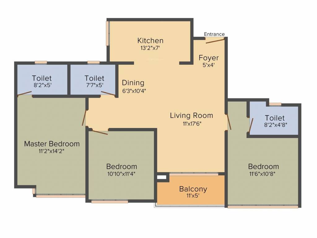 Ajmera Annex (3BHK+3T (975 sq ft) 975 sq ft)