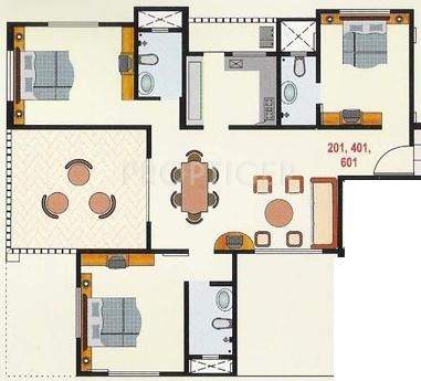 Purple Winterberry Purple (3BHK+3T (1,544 sq ft) 1544 sq ft)