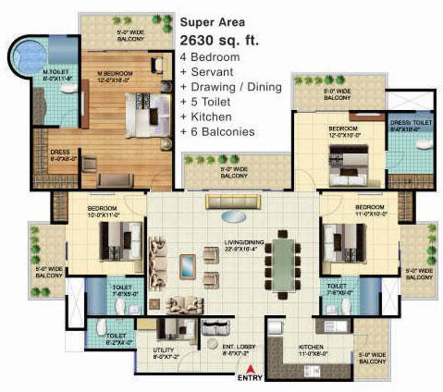 VVIP Homes (3BHK+3T (2,630 sq ft) + Servant Room 2630 sq ft)