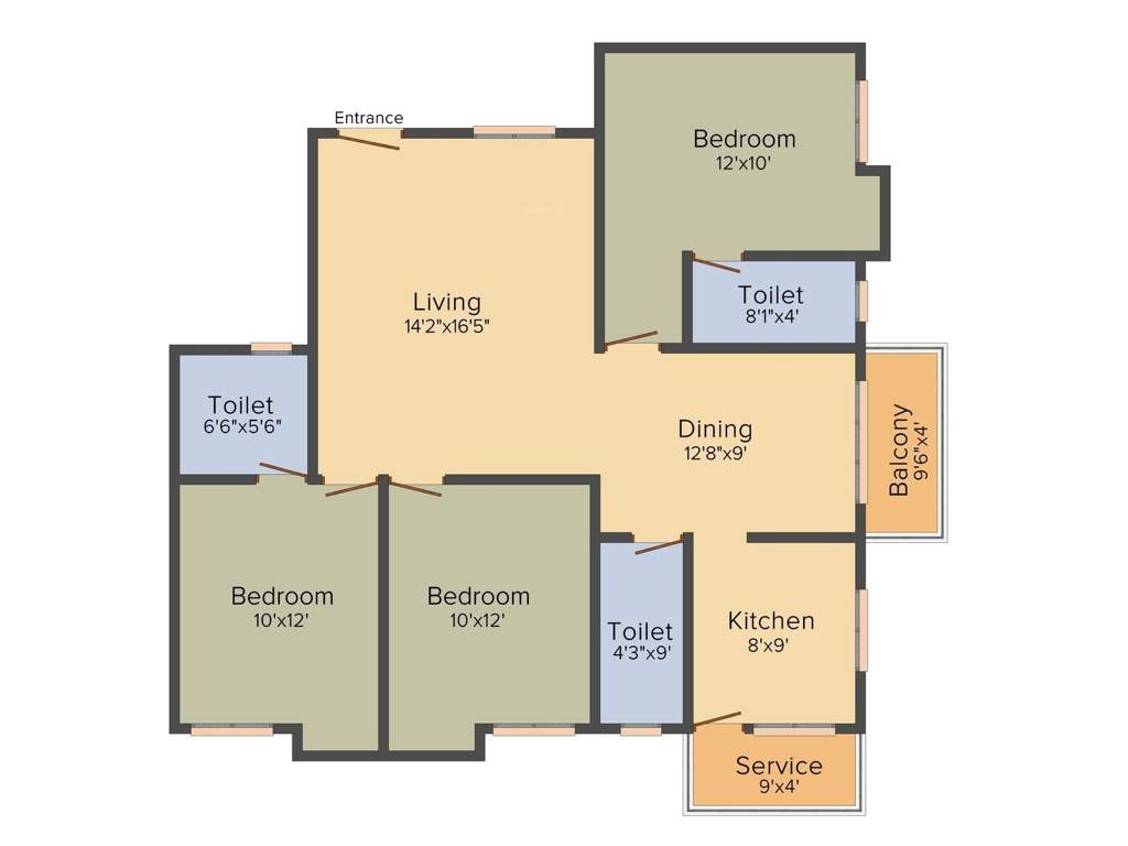 Sree Sai Air View Apartments (3BHK+3T (1,396 sq ft) 1396 sq ft)