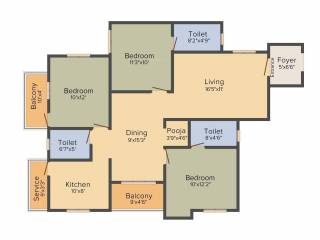 Sree Sai Air View Apartments (3BHK+3T (1,498 sq ft) 1498 sq ft)