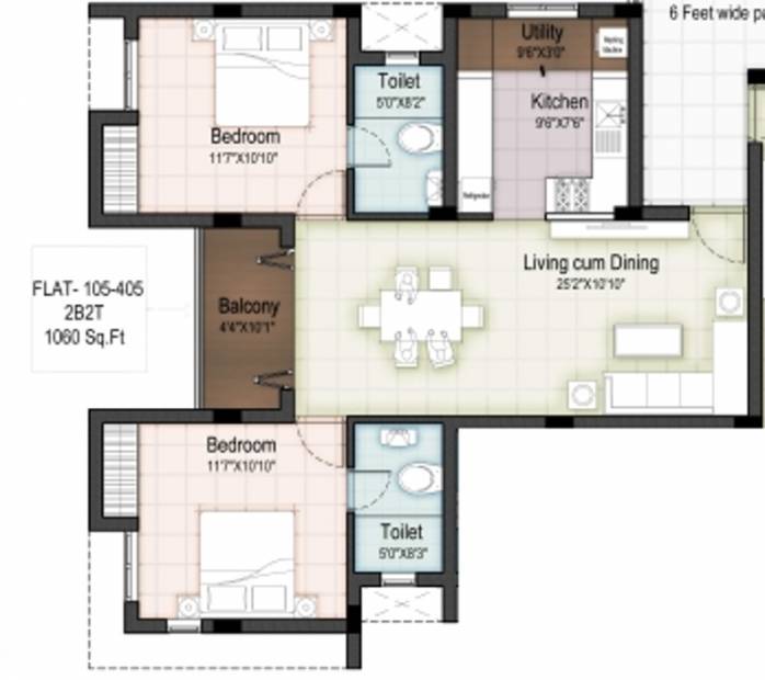 Elegant Palmera Garden (2BHK+2T (1,060 sq ft) 1060 sq ft)