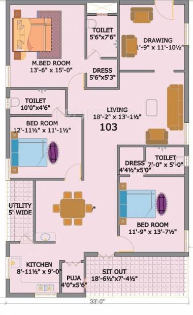 Srinilaya Adi Emerald (3BHK+3T (2,214 sq ft)   Pooja Room 2214 sq ft)