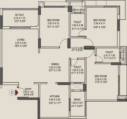 Pride Enchanta II (3BHK+3T (1,605 sq ft) 1605 sq ft) Pride Enchanta II (3BHK+3T (1,605 sq ft) 1605 sq ft)