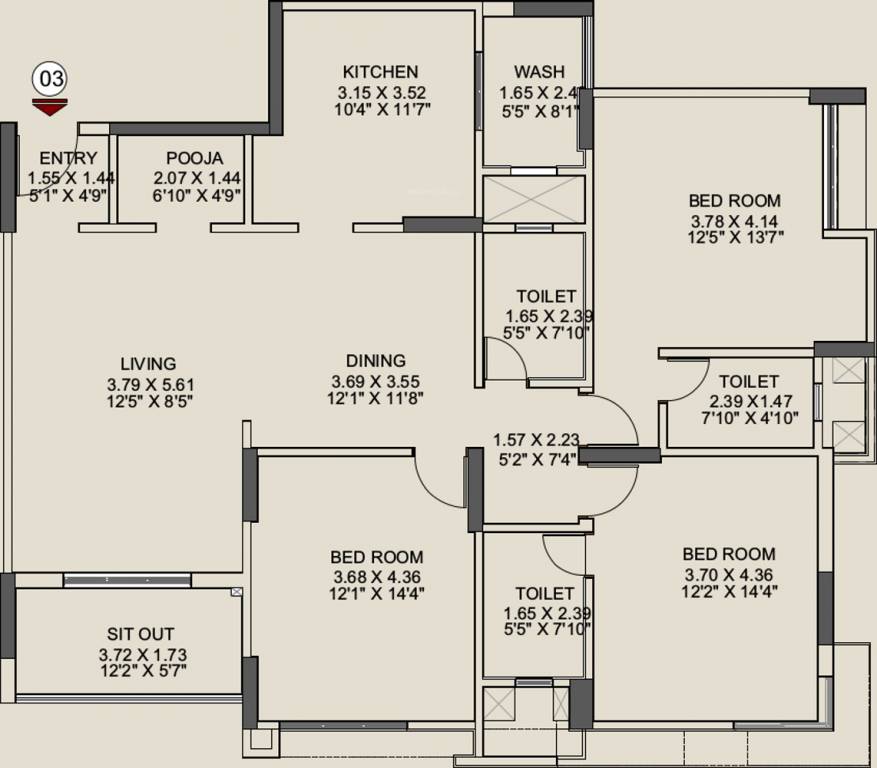 Pride Enchanta II (3BHK+3T (1,855 sq ft) 1855 sq ft) Pride Enchanta II (3BHK+3T (1,855 sq ft) 1855 sq ft)