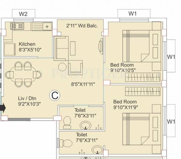 Eden Sapphire (2BHK+2T (845 sq ft) 845 sq ft) Eden Sapphire (2BHK+2T (845 sq ft) 845 sq ft)
