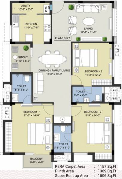 Radiance Rajshri (3BHK+3T (1,606 sq ft) 1606 sq ft)