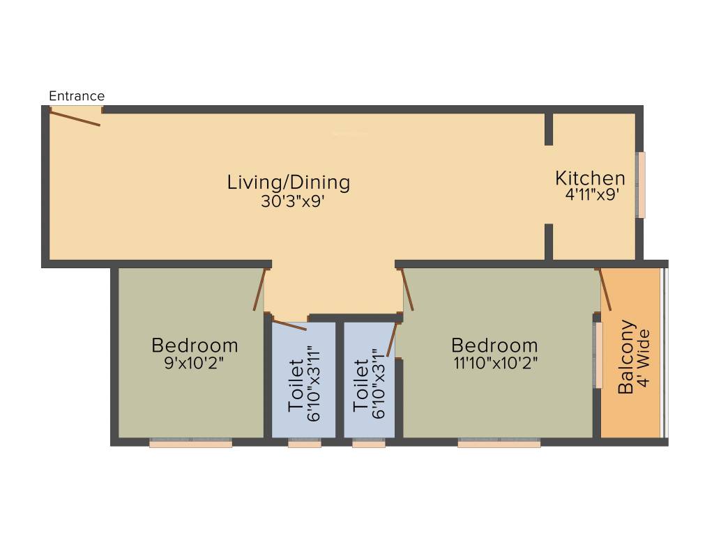 B S Pratibha Apartment (2BHK+2T (977 sq ft) 977 sq ft)