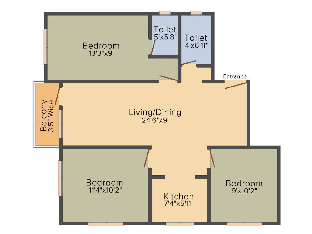 B S Pratibha Apartment (2BHK+2T (1,102 sq ft) 1102 sq ft)
