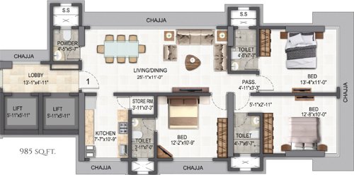 floorPlan of Trishabh Greens Wing A