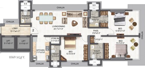 floorPlan of Trishabh Greens Wing A