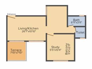 Sai Exotique (1BHK+1T (357.47 sq ft) 357.47 sq ft)