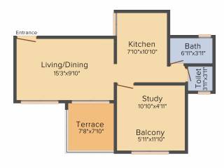 Sai Exotique (1BHK+1T (357.58 sq ft) 357.58 sq ft)