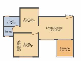 Sai Exotique (1BHK+1T (357.25 sq ft) 357.25 sq ft)