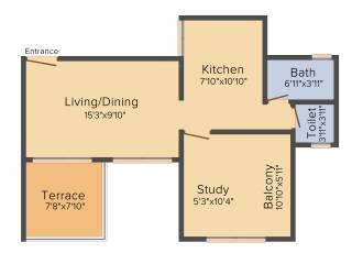 Sai Exotique (1BHK+1T (360.05 sq ft) 360.05 sq ft)