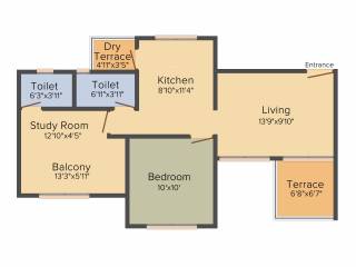 Sai Exotique (2BHK+2T (471.57 sq ft) 471.57 sq ft)