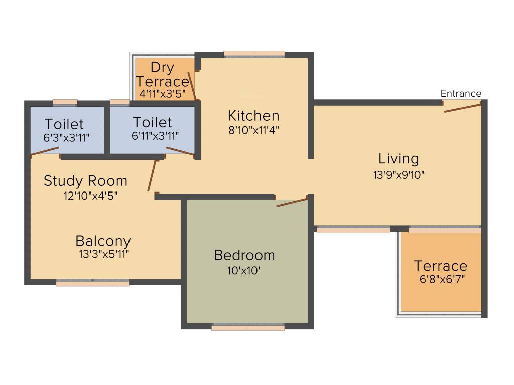 Sai Exotique (2BHK+2T (471.57 sq ft) 471.57 sq ft)