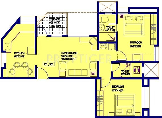 Builders Square (2BHK+2T (641 sq ft) 641 sq ft)