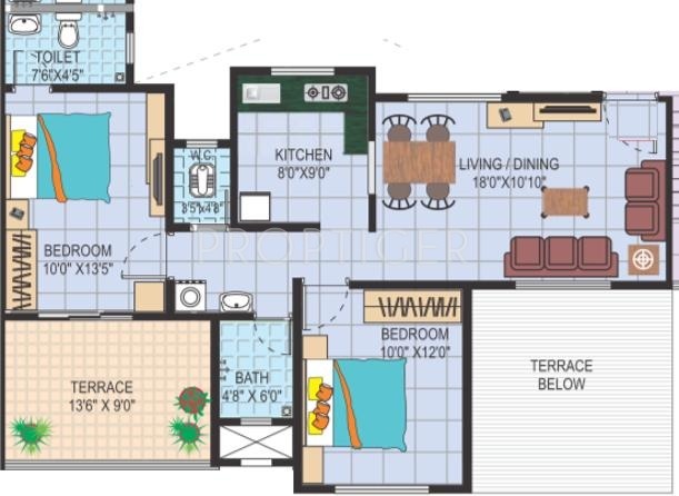 Builders Splendour (2BHK+2T (970 sq ft) 970 sq ft)