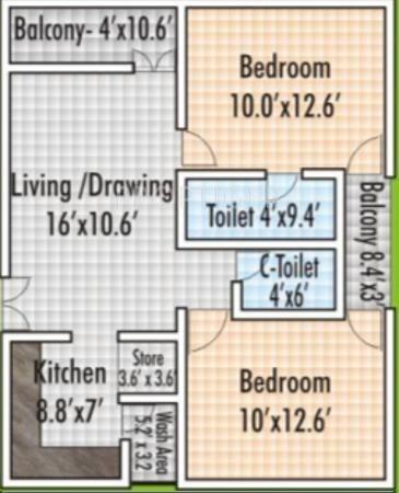 Sarthak Singapore Nest (2BHK+2T (1,020 sq ft) 1020 sq ft)