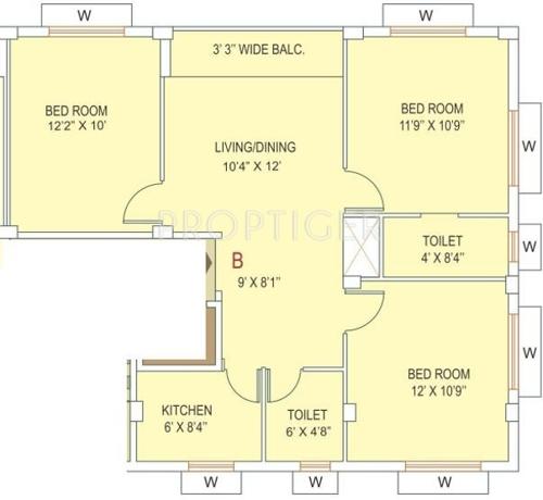 Eden Majestic (3BHK+2T (1,102 sq ft) 1102 sq ft)