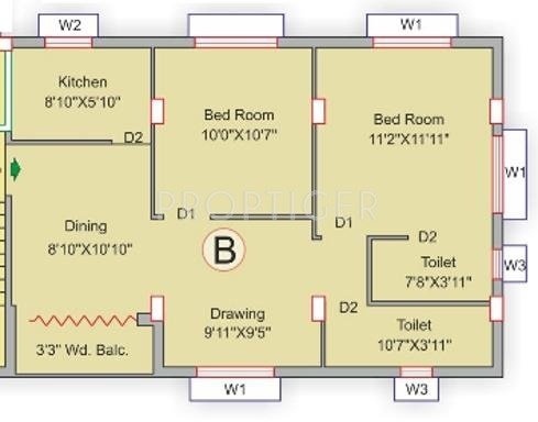 Eden Icon Phase II (2BHK+2T (938 sq ft) 938 sq ft)