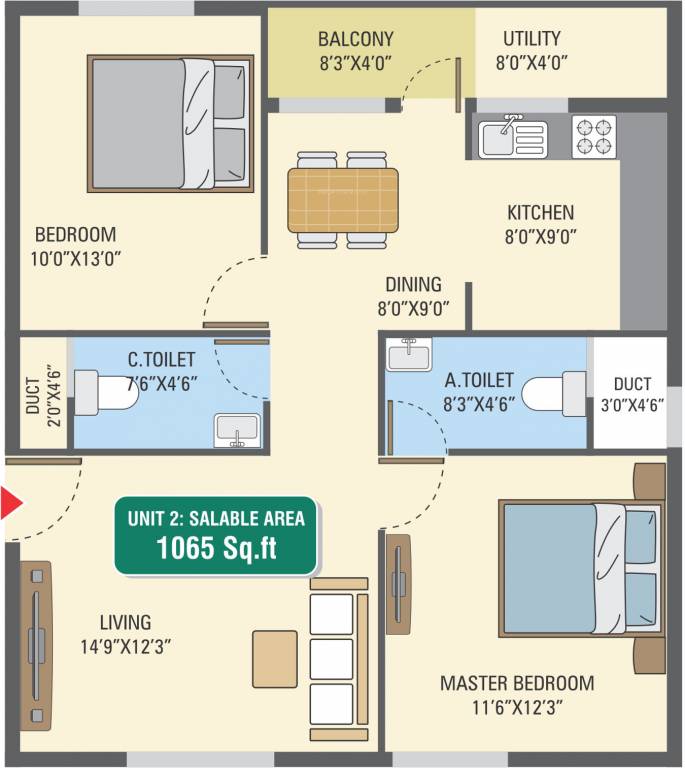 5 Elements GR Gardenia (2BHK+2T (1,065 sq ft) 1065 sq ft)