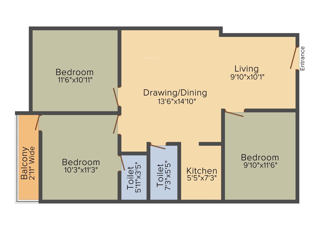 Siddhi Vinayak Vinayak Apartment 2 (3BHK+2T (1,183 sq ft) 1183 sq ft)
