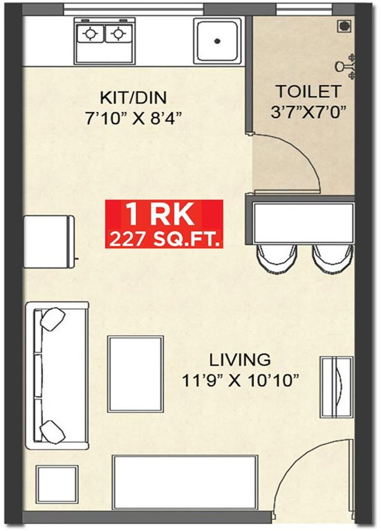 Vascon Goodlife Phase C (1BHK+1T (227 sq ft) 227 sq ft)