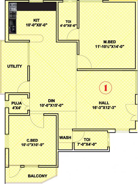 Vasavi Elite (2BHK+2T (1,076 sq ft) + Pooja Room 1076 sq ft)