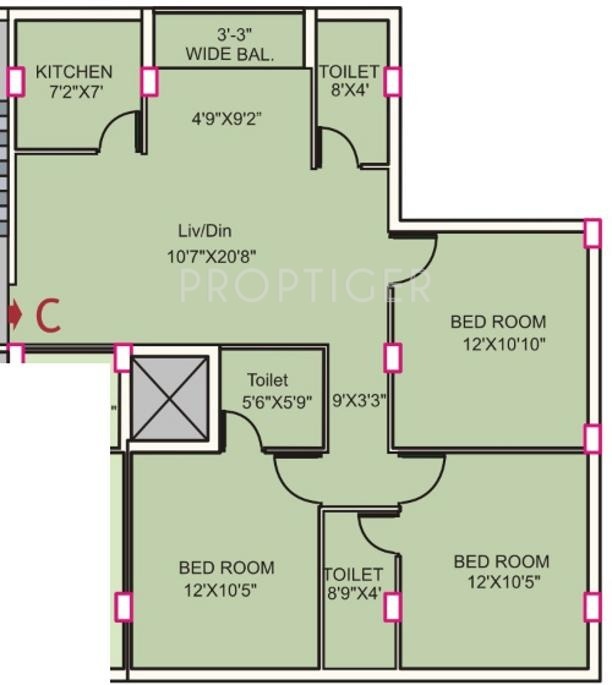 Eden Serenity (3BHK+3T (1,292 sq ft) 1292 sq ft) Eden Serenity (3BHK+3T (1,292 sq ft) 1292 sq ft)