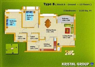 Kristal Emerald A (2BHK+2T (1,133 sq ft) 1133 sq ft)