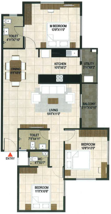 Concorde Spring Meadows (3BHK+2T (1,437 sq ft) 1437 sq ft) Concorde Spring Meadows (3BHK+2T (1,437 sq ft) 1437 sq ft)