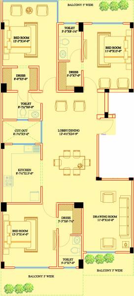 Sky Land Floors (3BHK+3T (1,800 sq ft) + Servant Room 1800 sq ft)