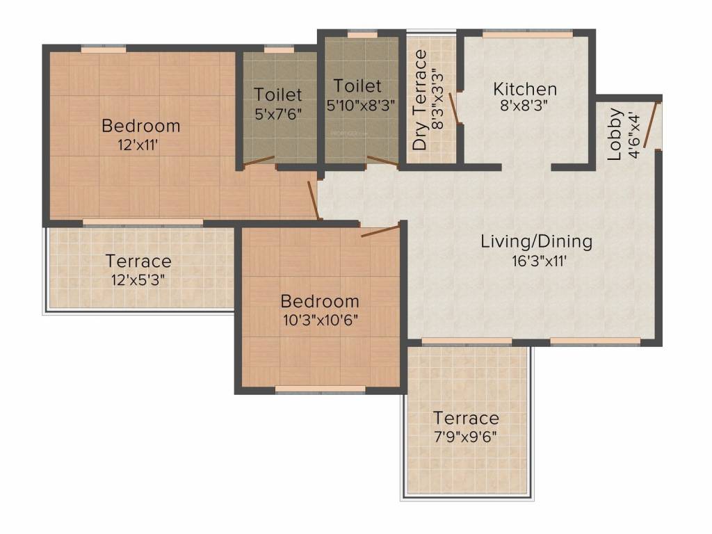 Eisha Group Zenith 2BHK+2T (1076 sq ft)