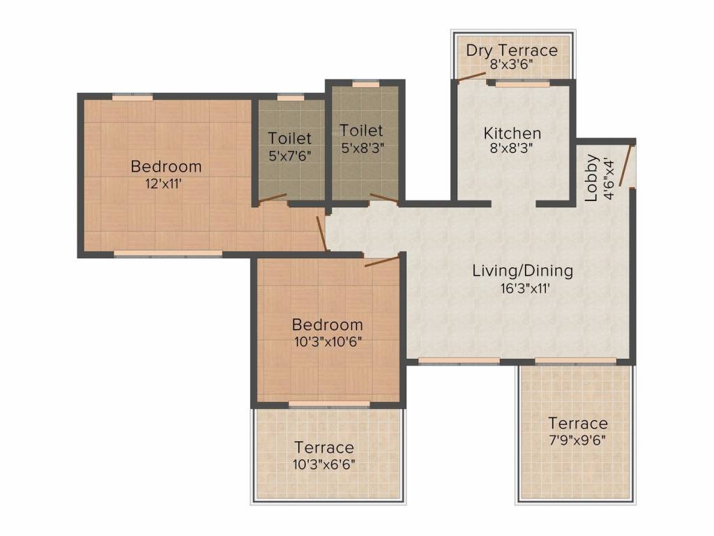 Eisha Group Zenith 2BHK+2T (1080 sq ft)