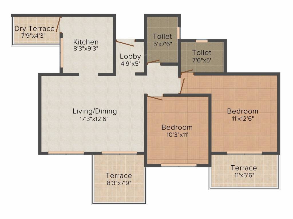 Eisha Group Zenith 2BHK+2T (1157 sq ft)