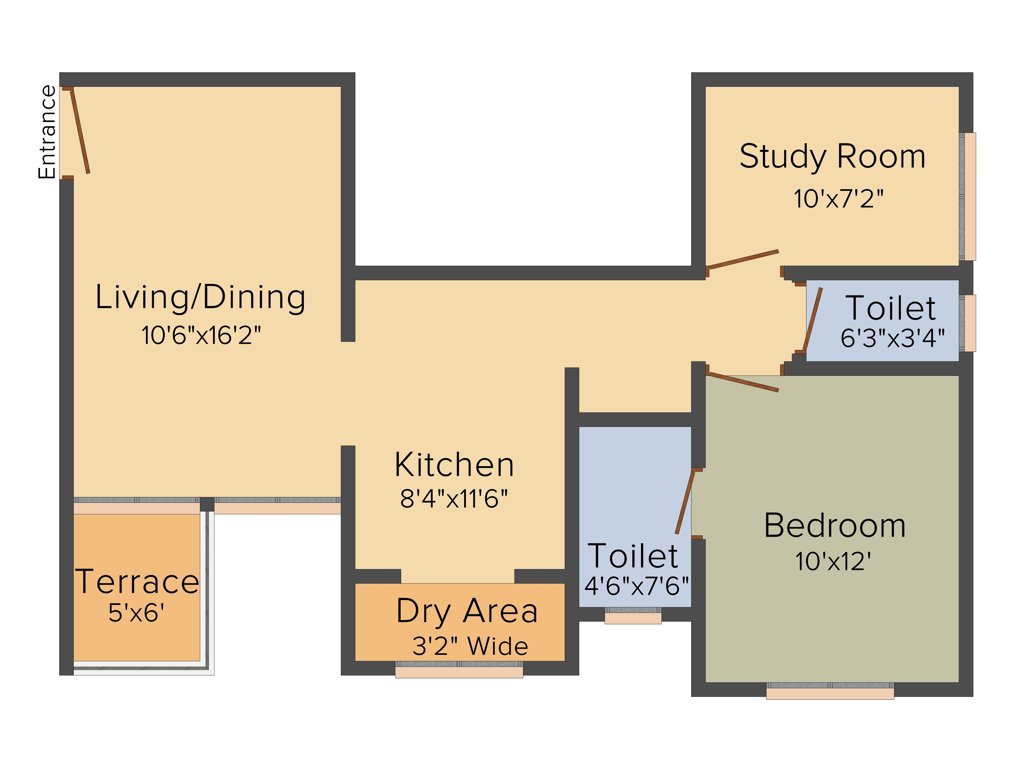 Prapti Estella (1BHK+1T (869 sq ft) + Study Room 869 sq ft)