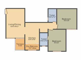 Prapti Estella (2BHK+2T (964 sq ft) 964 sq ft)