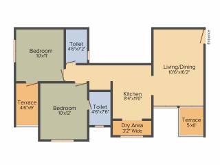 Prapti Estella (2BHK+2T (995 sq ft) 995 sq ft)