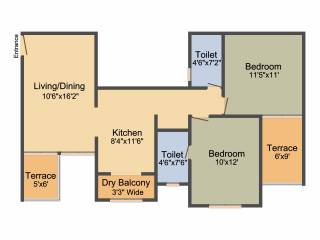 Prapti Estella (2BHK+2T (1,039 sq ft) 1039 sq ft)