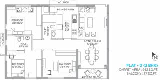 PS Panache (3BHK+3T (932 sq ft) 932 sq ft)