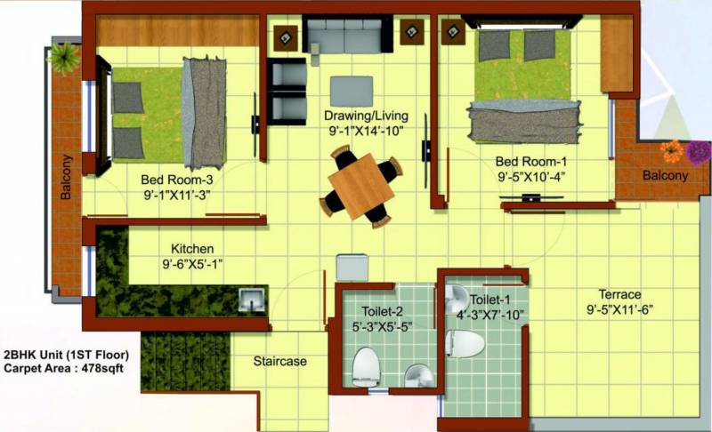 Shubhashray Housing India Shubhashray Jaipur Phase 1 B (2BHK+2T (478 sq ft) 478 sq ft)