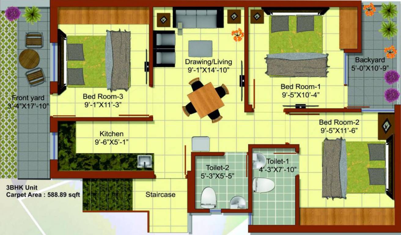 Shubhashray Housing India Shubhashray Jaipur Phase 1 B (3BHK+3T (589 sq ft) 589 sq ft)