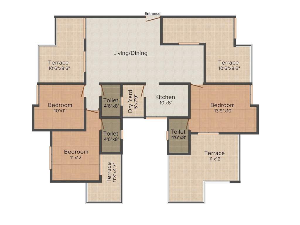 VTP Urban Soul (3BHK+3T (1101 sq ft) 1101 sq ft)