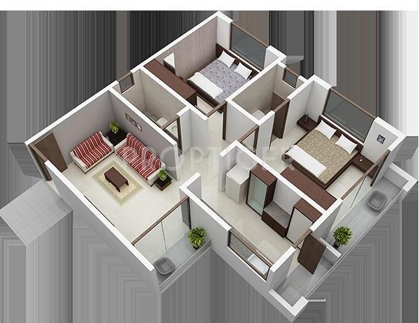 Dada My World Apartment (2BHK+2T (907 sq ft) 907 sq ft)