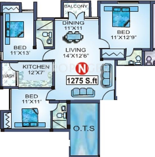 Jamals Jamals Grandeur (3BHK+3T (1,275 sq ft) 1275 sq ft)