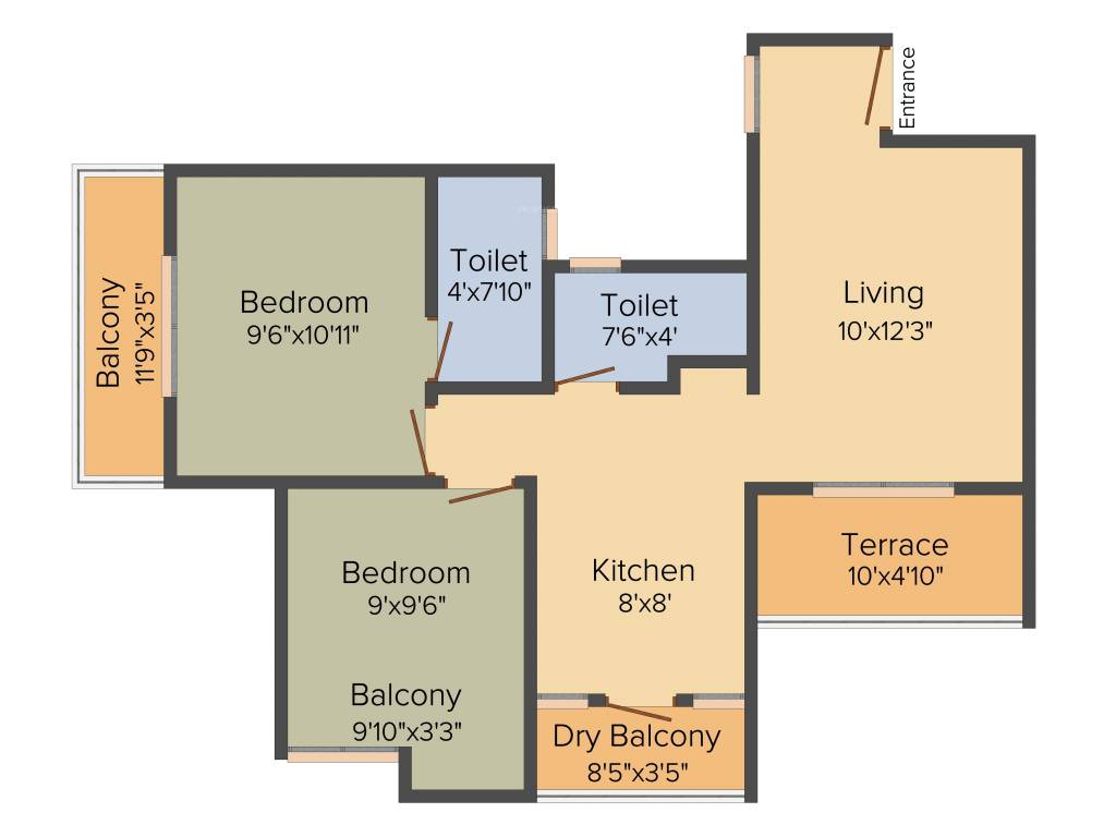 Zenith Utsav Residency Phase II (2BHK+2T (627.75 sq ft) 627.75 sq ft)
